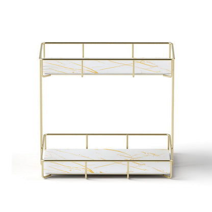 Artiss 2X Bathroom Storage Rack 2 Tier Corner Organiser Gold Marble Look