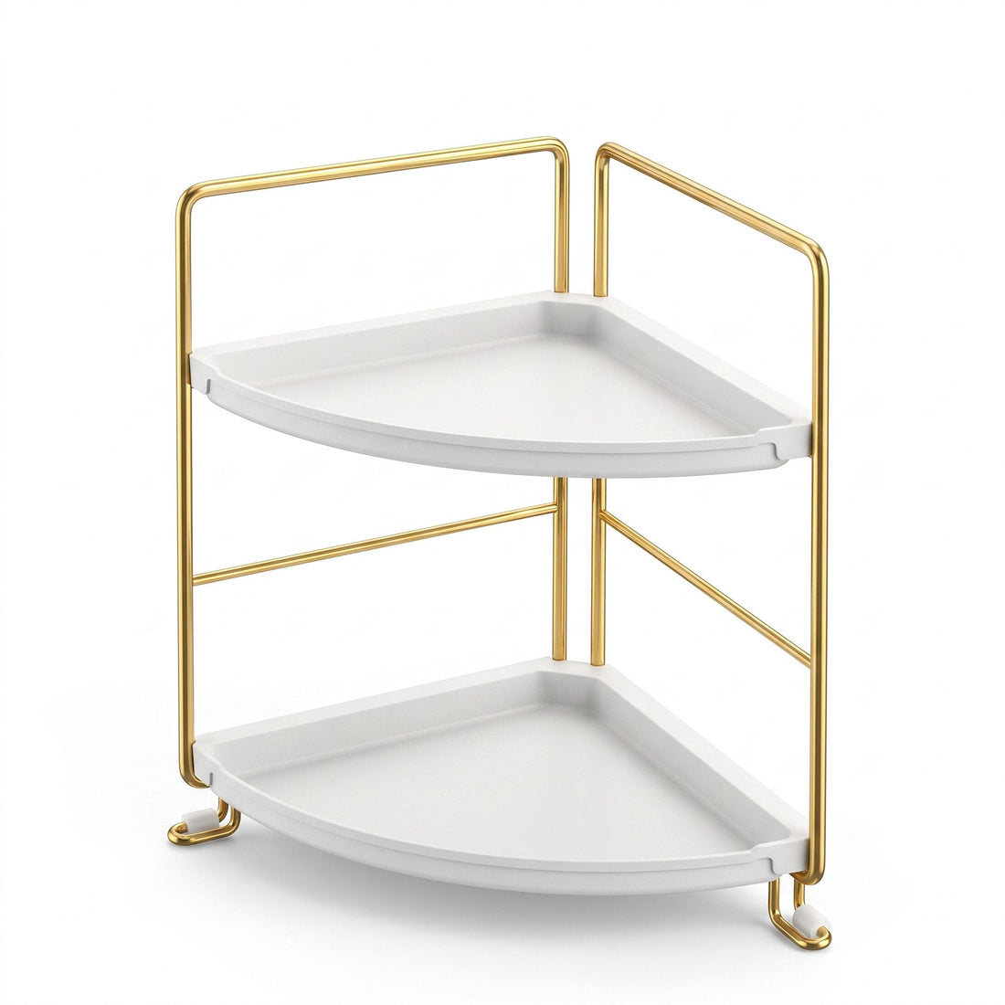 Artiss Bathroom Corner Shelf Countertop Organiser Vanity Storage Rack White Gold-Furniture > Bathroom > Bathroom Cabinets, Cupboards &amp; Storage-PEROZ Accessories