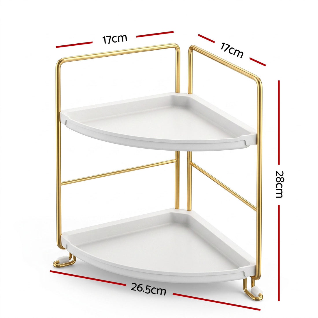 Artiss Bathroom Corner Shelf Countertop Organiser Vanity Storage Rack White Gold-Furniture > Bathroom > Bathroom Cabinets, Cupboards &amp; Storage-PEROZ Accessories