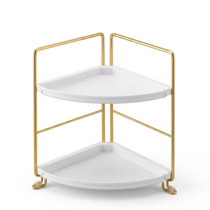 Artiss Bathroom Corner Shelf Countertop Organiser Vanity Storage Rack White Gold
