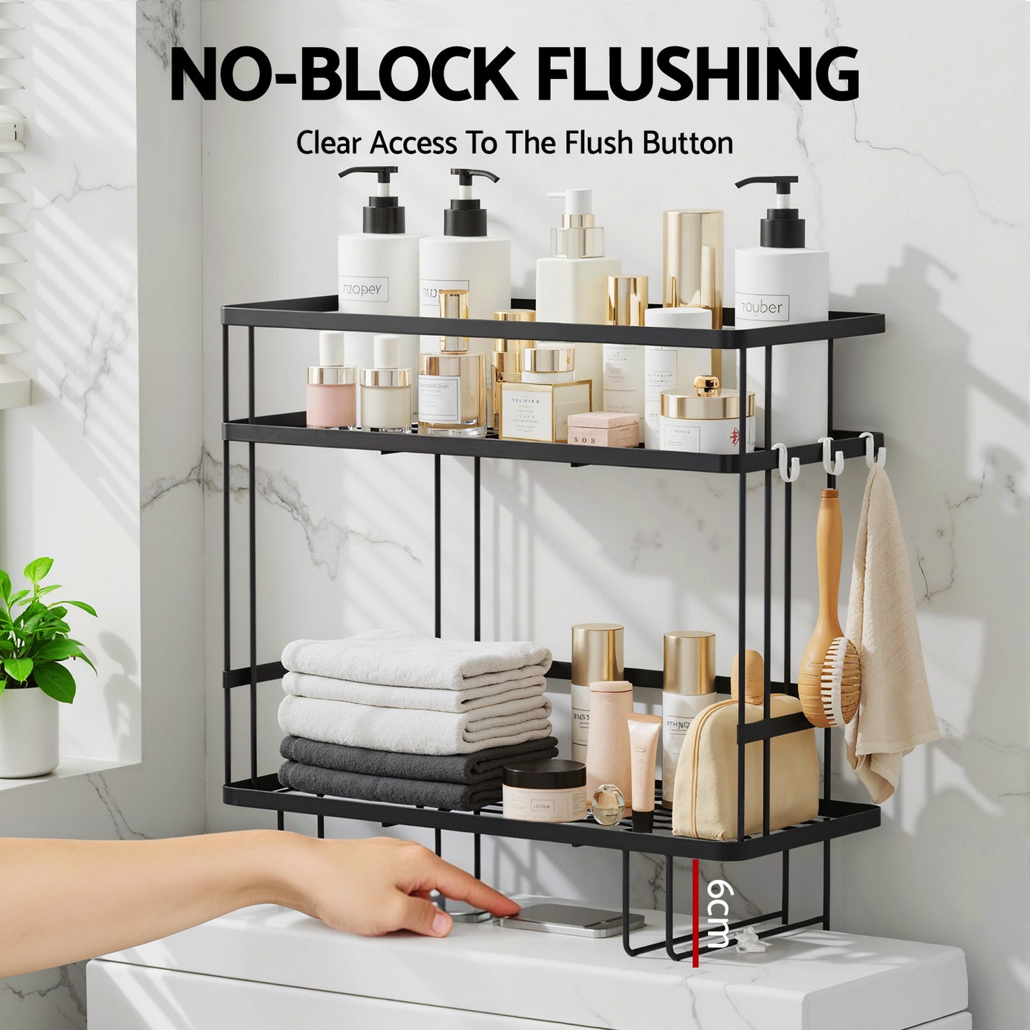 Artiss Over Toilet Storage Rack Bathroom Shelf Organizer 2 Tier-Furniture > Bathroom > Bathroom Cabinets, Cupboards &amp; Storage-PEROZ Accessories