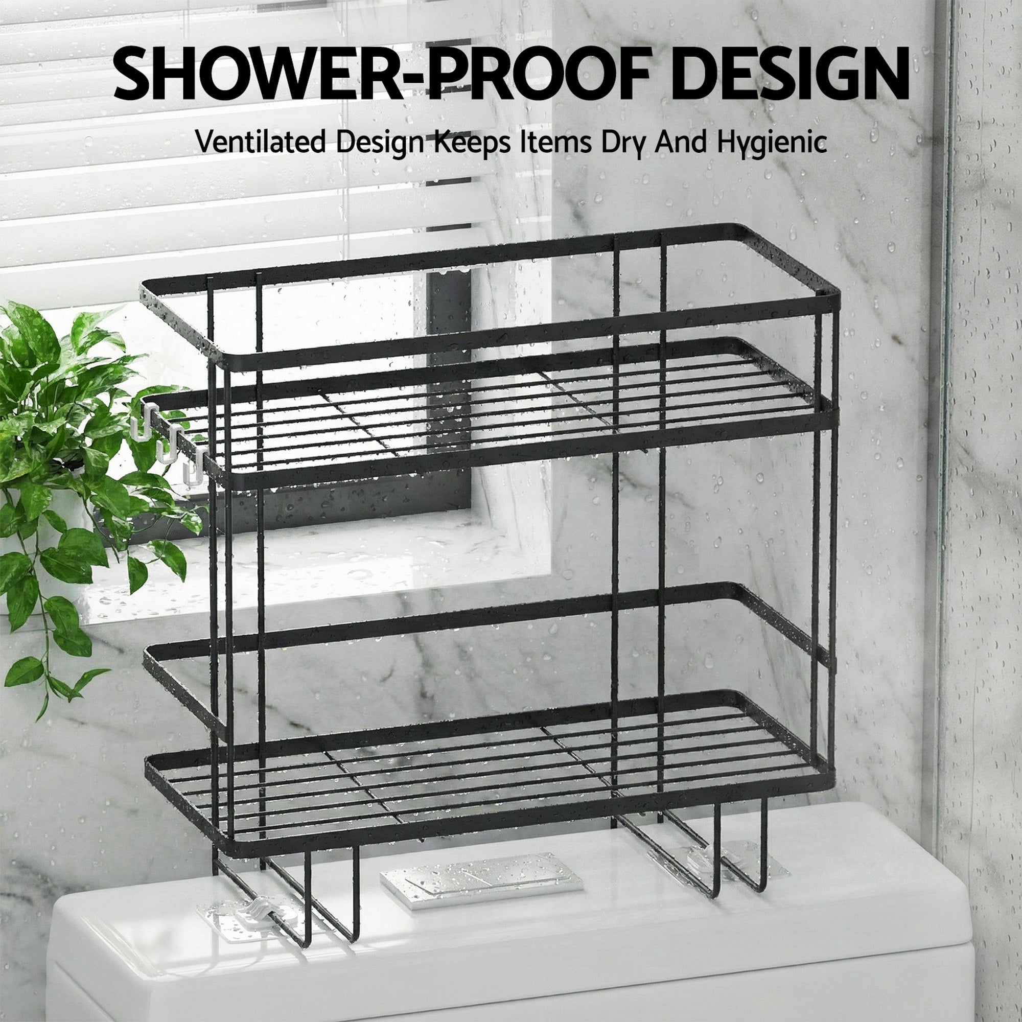 Artiss Over Toilet Storage Rack Bathroom Shelf Organizer 2 Tier-Furniture > Bathroom > Bathroom Cabinets, Cupboards &amp; Storage-PEROZ Accessories