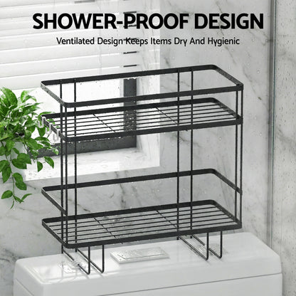 Artiss Over Toilet Storage Rack Bathroom Shelf Organizer 2 Tier-Furniture > Bathroom > Bathroom Cabinets, Cupboards &amp; Storage-PEROZ Accessories