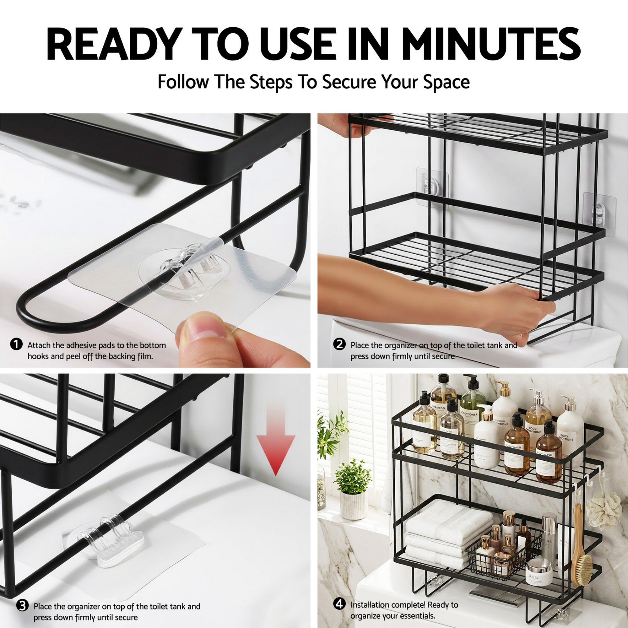 Artiss Over Toilet Storage Rack Bathroom Shelf Organizer 2 Tier-Furniture > Bathroom > Bathroom Cabinets, Cupboards &amp; Storage-PEROZ Accessories