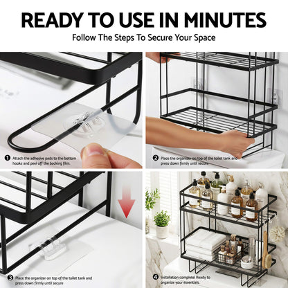 Artiss Over Toilet Storage Rack Bathroom Shelf Organizer 2 Tier-Furniture > Bathroom > Bathroom Cabinets, Cupboards &amp; Storage-PEROZ Accessories