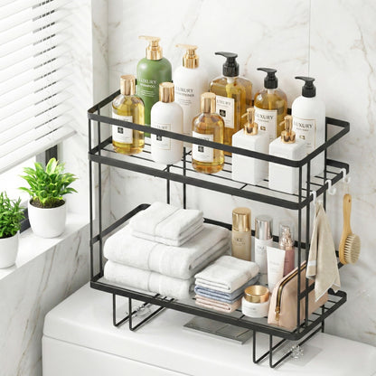 Artiss Over Toilet Storage Rack Bathroom Shelf Organizer 2 Tier-Furniture > Bathroom > Bathroom Cabinets, Cupboards &amp; Storage-PEROZ Accessories