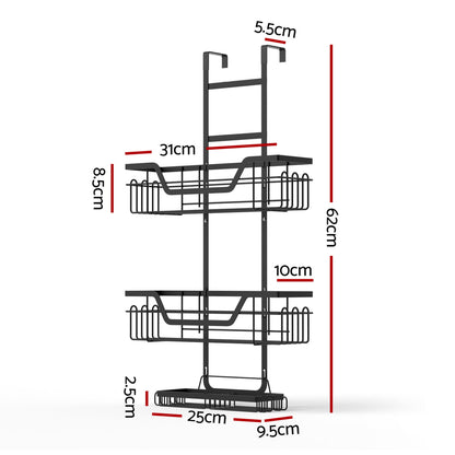 Artiss 3 Tier Over The Door Shower Caddy Hanging Bathroom Storage Organizer-Furniture > Bathroom > Bathroom Cabinets, Cupboards &amp; Storage-PEROZ Accessories