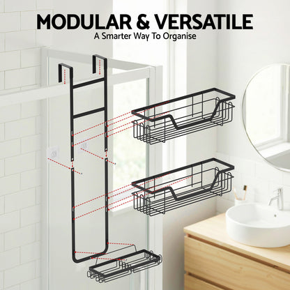 Artiss 3 Tier Over The Door Shower Caddy Hanging Bathroom Storage Organizer-Furniture > Bathroom > Bathroom Cabinets, Cupboards &amp; Storage-PEROZ Accessories