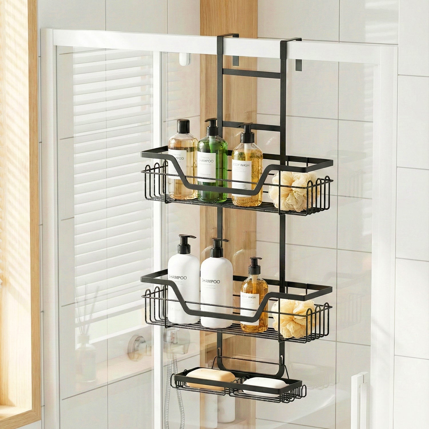 Artiss 3 Tier Over The Door Shower Caddy Hanging Bathroom Storage Organizer-Furniture > Bathroom > Bathroom Cabinets, Cupboards &amp; Storage-PEROZ Accessories