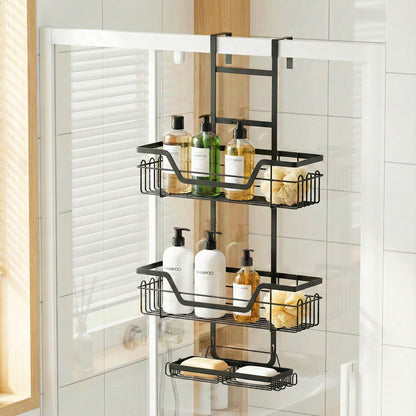 Artiss 3 Tier Over The Door Shower Caddy Hanging Bathroom Storage Organizer-Furniture > Bathroom > Bathroom Cabinets, Cupboards &amp; Storage-PEROZ Accessories