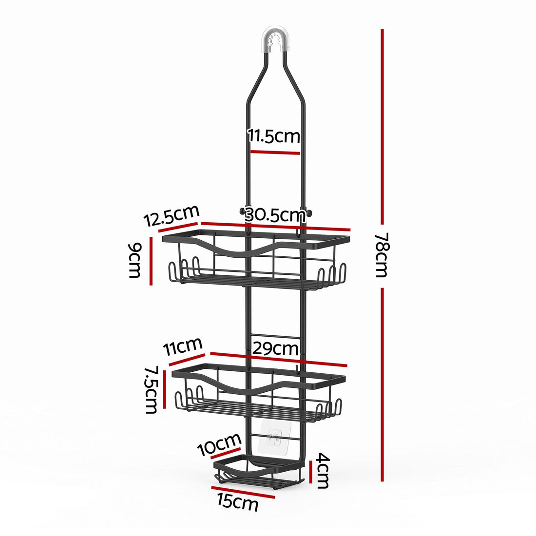 Artiss Shower Caddy Hanging Bathroom Organiser Over Head Black-Home &amp; Garden > Bathroom Accessories > Bath Caddies-PEROZ Accessories