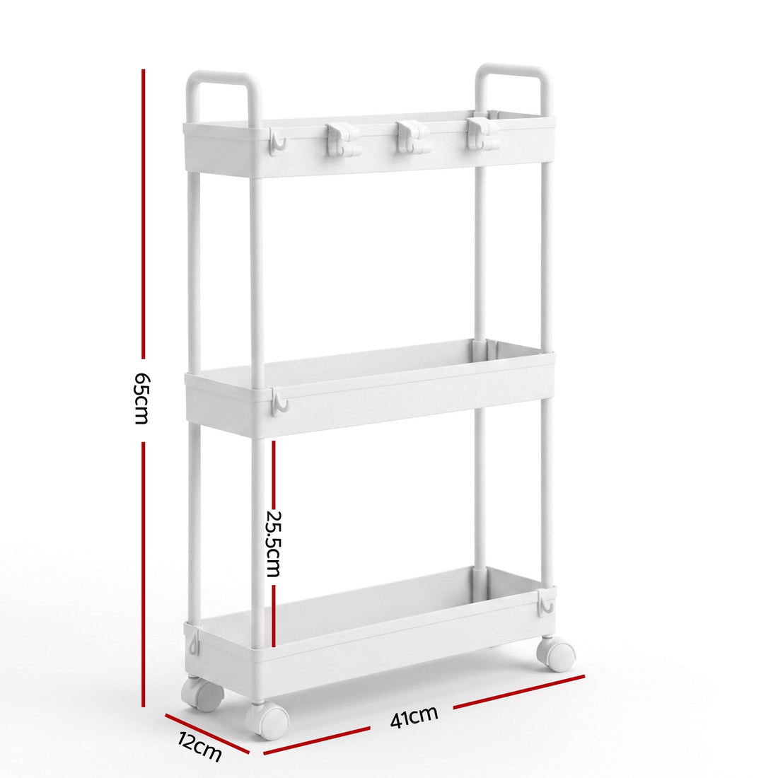 Artiss 3 Tier Slim Storage Trolley Narrow Utility Organiser Rack White-Furniture > Dining > Kitchen &amp; Dining Trolleys-PEROZ Accessories