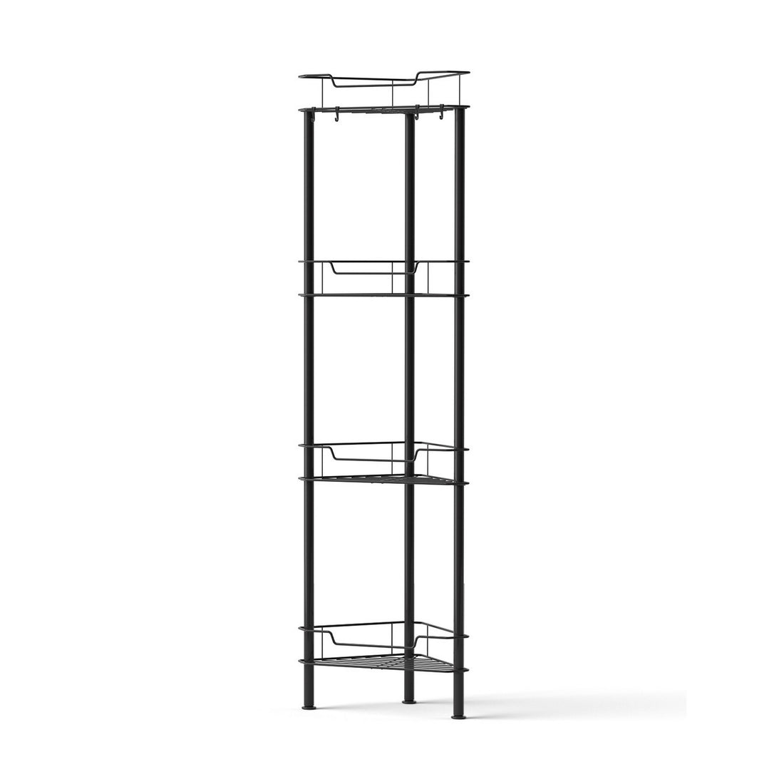 Artiss 4 Tier Floor Standing Corner Shower Caddy Bathroom Organizer Black-Furniture > Bathroom > Bathroom Cabinets, Cupboards &amp; Storage-PEROZ Accessories