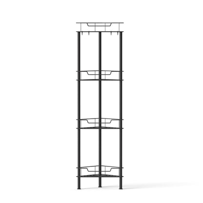 Artiss 4 Tier Floor Standing Corner Shower Caddy Bathroom Organizer Black-Furniture > Bathroom > Bathroom Cabinets, Cupboards &amp; Storage-PEROZ Accessories