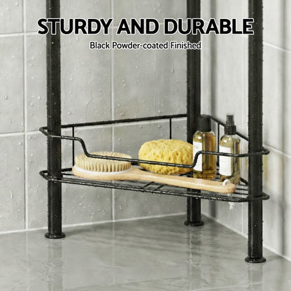 Artiss 4 Tier Floor Standing Corner Shower Caddy Bathroom Organizer Black-Furniture > Bathroom > Bathroom Cabinets, Cupboards &amp; Storage-PEROZ Accessories