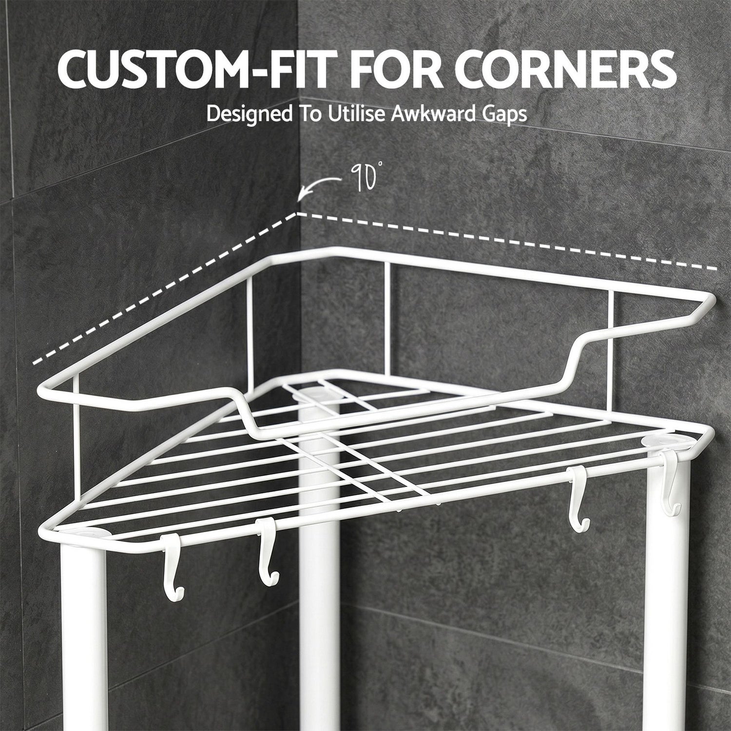 Artiss 4 Tier Floor Standing Corner Shower Caddy Bathroom Organizer White