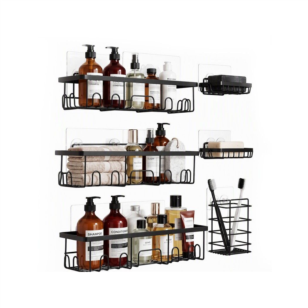 Artiss Shower Caddy Metal Bathroom Organiser Rust Resistant 6 Pack-Home &amp; Garden > Bathroom Accessories > Bath Caddies-PEROZ Accessories