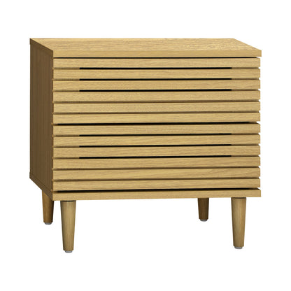 Oikiture Bedside Tables Side Table 2 Drawers Unique Bedroom Storage Cabinet-Bedside Tables-PEROZ Accessories