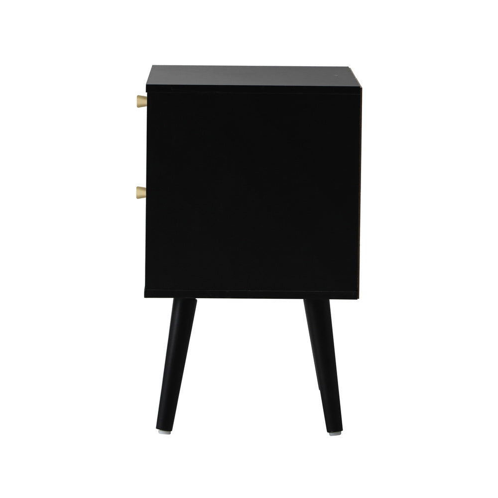 Oikiture 2X Bedside Table 2 Drawers Storage Cabinet Rattan-BedSide Tabless-PEROZ Accessories
