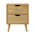 Oikiture Bedside Tables 2 Drawers Side Table Nightstand Storage Cabinet Wood-Bedside Tables-PEROZ Accessories