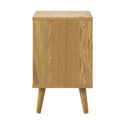 Oikiture Bedside Tables 2 Drawers Side Table Nightstand Storage Cabinet Wood-Bedside Tables-PEROZ Accessories