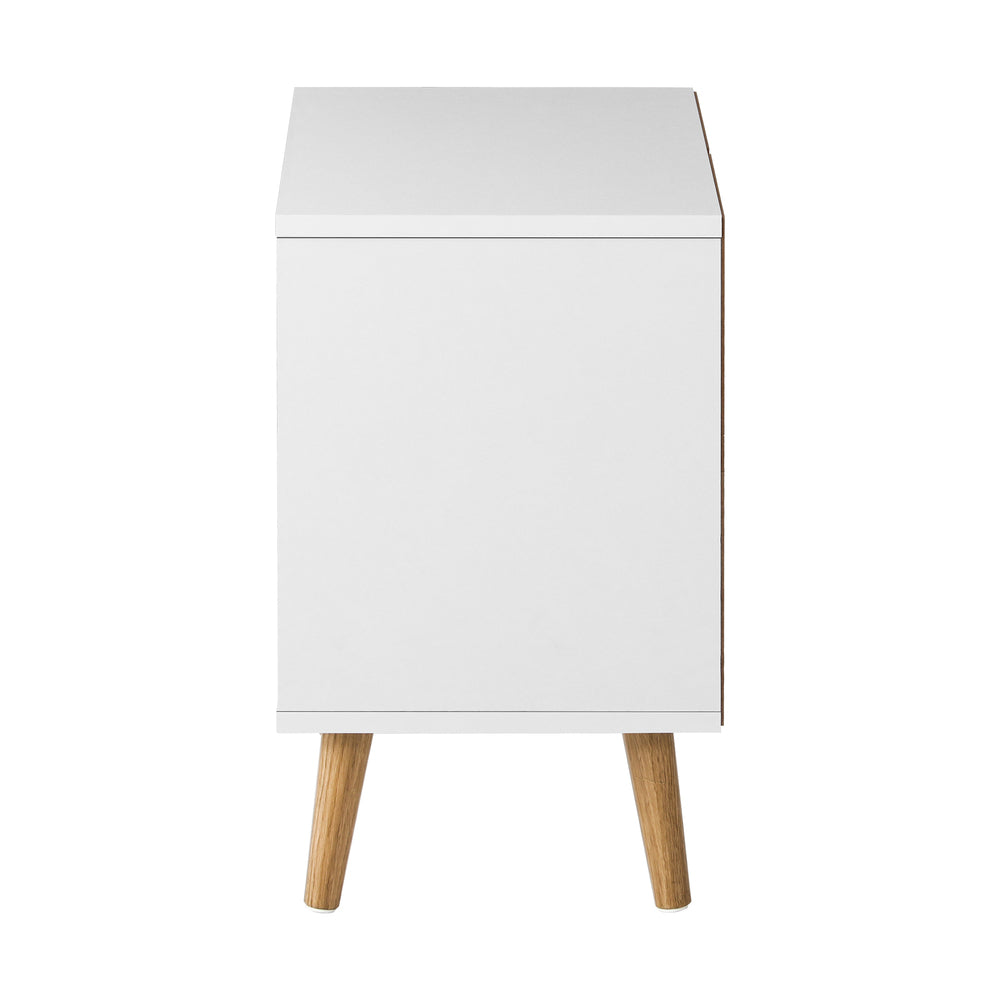 Oikiture Bedside Table with 2 Drawers, Wooden Side Table Nightstand Storage Cabinet White-Bedside Tables-PEROZ Accessories