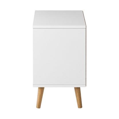 Oikiture Bedside Table with 2 Drawers, Wooden Side Table Nightstand Storage Cabinet White-Bedside Tables-PEROZ Accessories