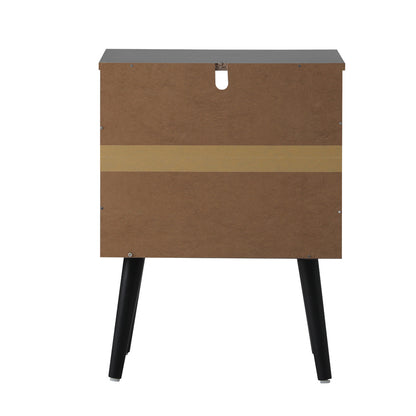 Oikiture Bedside Table Storage Drawer Shelf Rattan Black-BedSide Tabless-PEROZ Accessories