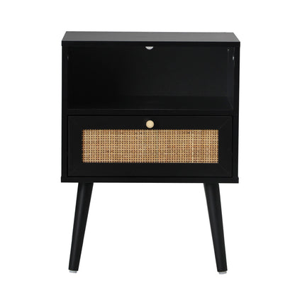 Oikiture 2X Bedside Table Storage Drawer Shelf Rattan-BedSide Tabless-PEROZ Accessories