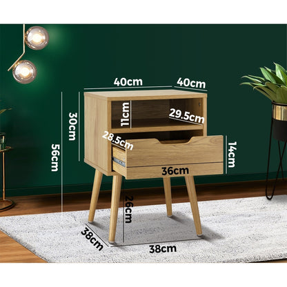 Oikiture Bedside Tables Set of 2 Wood-Bedside Table-PEROZ Accessories