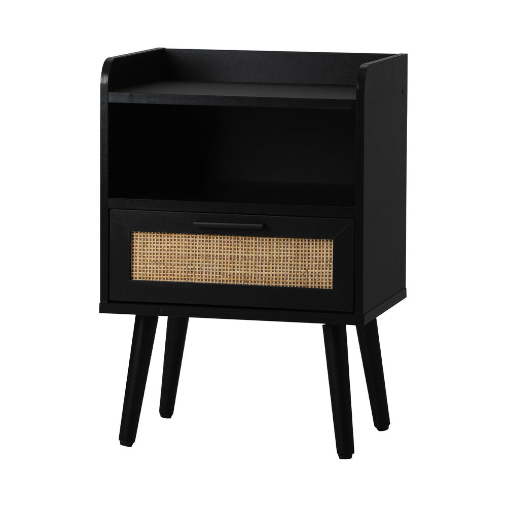 Oikiture Bedside Table Drawer Side End Table Rattan-BedSide Tabless-PEROZ Accessories