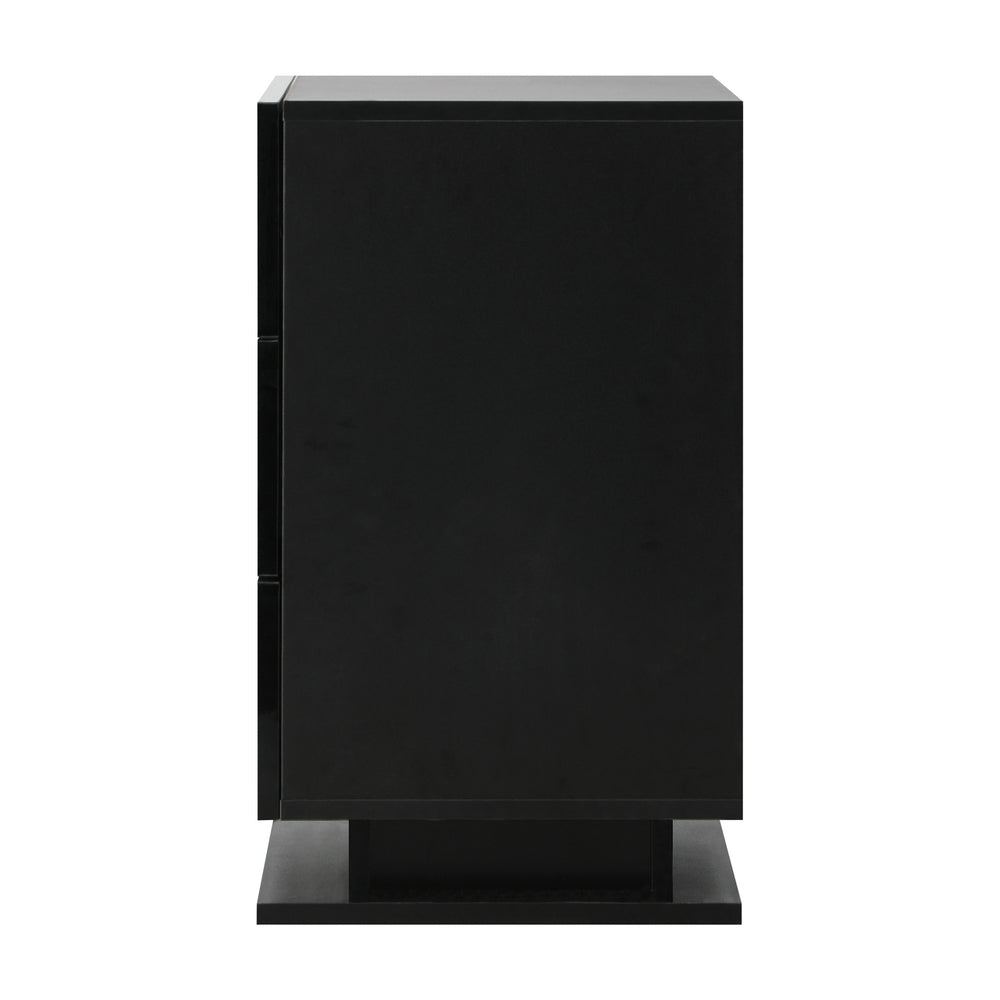Oikiture Bedside Table RGB LED Nightstand Cabinet 3 Drawers Side Table Home Bedroom Furniture-Black-Bedside Tables-PEROZ Accessories