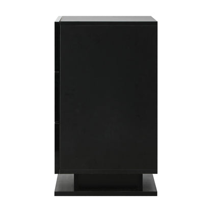 Oikiture Bedside Table RGB LED Nightstand Cabinet 3 Drawers Side Table Home Bedroom Furniture-Black-Bedside Tables-PEROZ Accessories