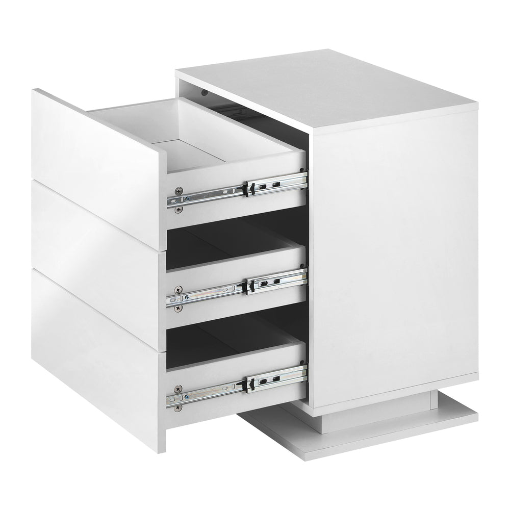 Oikiture Bedside Table RGB LED Nightstand Cabinet 3 Drawers Side Table Furniture-Bedside Tables-PEROZ Accessories