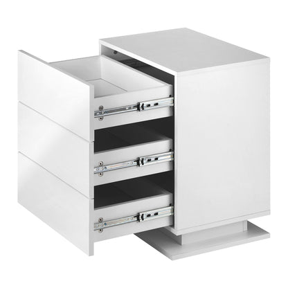 Oikiture Bedside Table RGB LED Nightstand Cabinet 3 Drawers Side Table Furniture-Bedside Tables-PEROZ Accessories