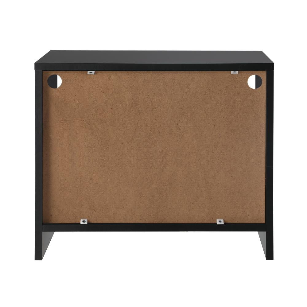 Oikiture Bedside Tables RGB LED Side Table Drawers High Gloss Nightstand Black-Bedside Tables-PEROZ Accessories