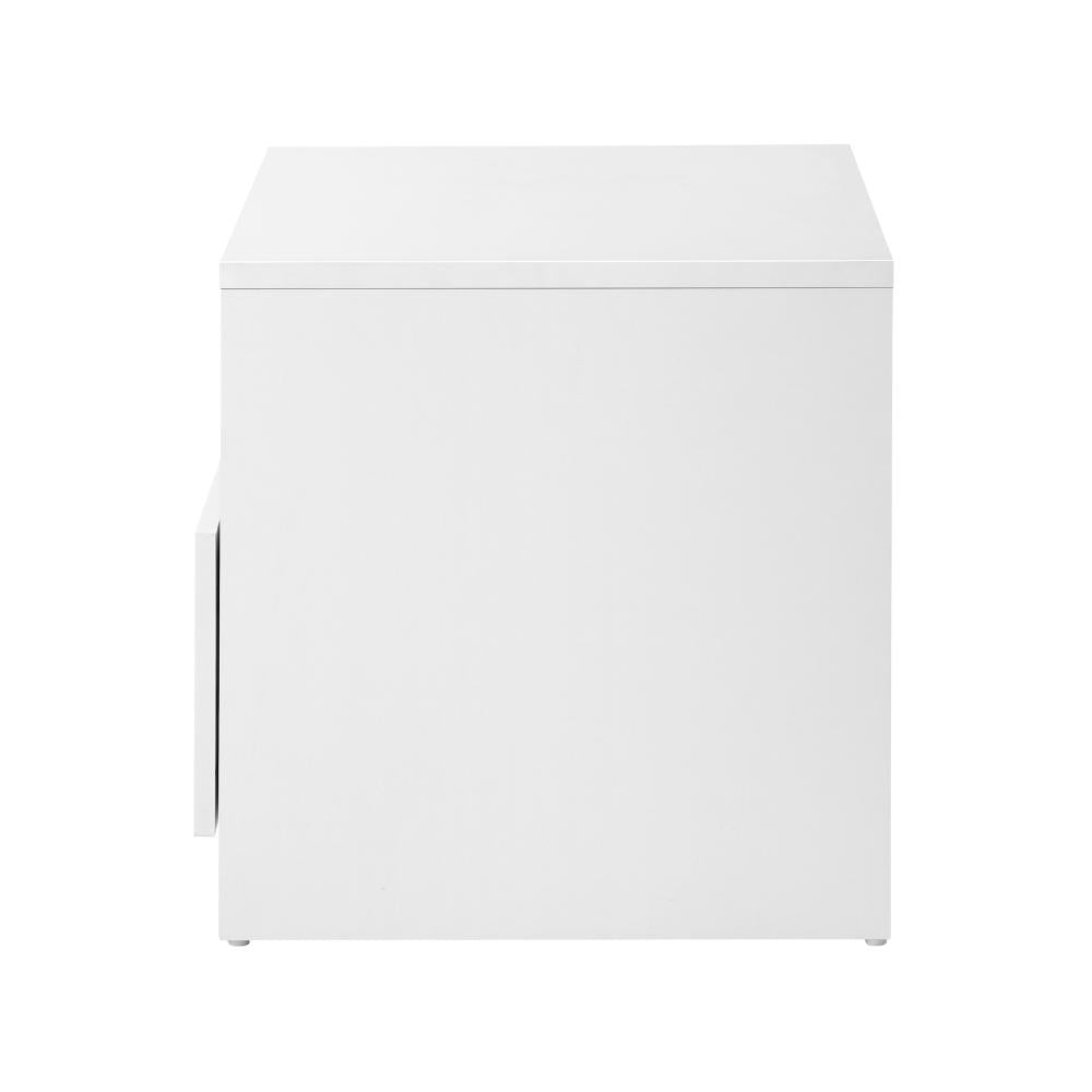 Oikiture Bedside Tables Side Table RGB LED Drawers High Gloss Furniture White-Bedside Tables-PEROZ Accessories