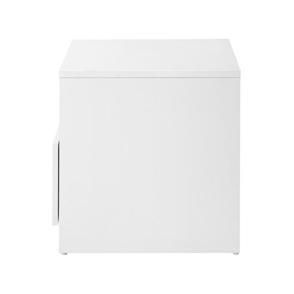 Oikiture Bedside Tables Side Table RGB LED Drawers High Gloss Furniture White-Bedside Tables-PEROZ Accessories
