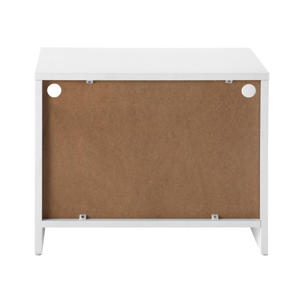Oikiture Bedside Tables Side Table RGB LED Drawers High Gloss Furniture White-Bedside Tables-PEROZ Accessories