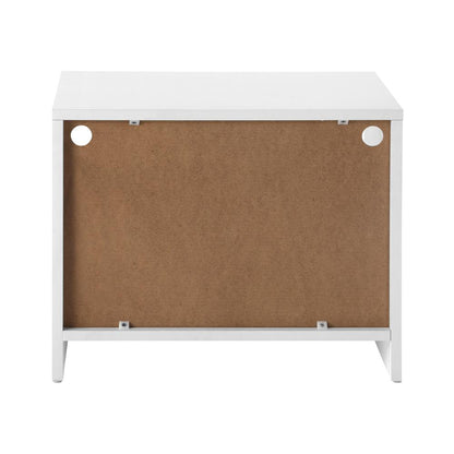 Oikiture Bedside Tables Side Table RGB LED Drawers High Gloss Furniture White-Bedside Tables-PEROZ Accessories
