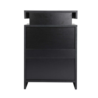 Oikiture Bedside Tables Set of 2 LED Nightstand Black-Bedside Table-PEROZ Accessories