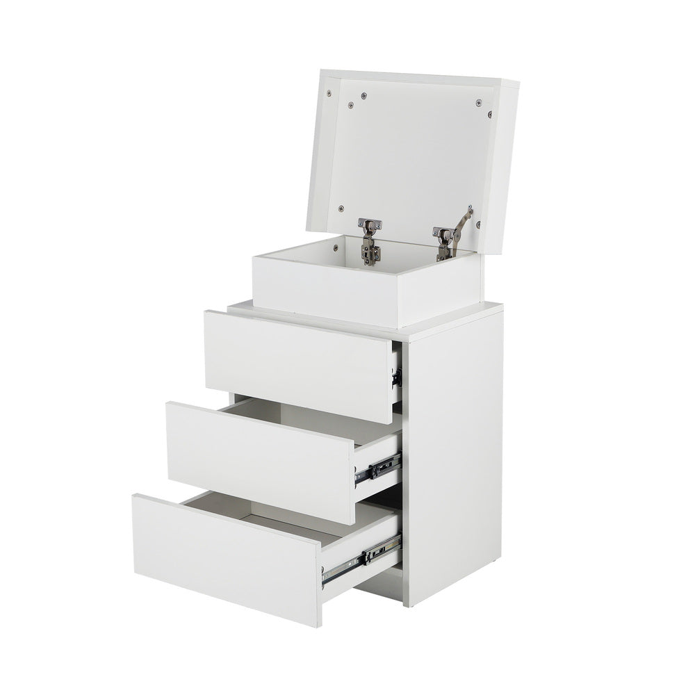 Oikiture Bedside Table RGB LED Nightstand Cabinet 3 Drawers Side Table Furniture White-Bedside Tables-PEROZ Accessories