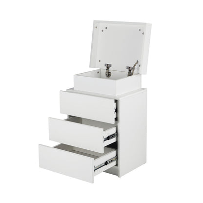 Oikiture Bedside Table RGB LED Nightstand Cabinet 3 Drawers Side Table Furniture White-Bedside Tables-PEROZ Accessories
