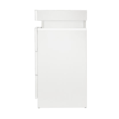 Oikiture Bedside Table RGB LED Nightstand Cabinet 3 Drawers Side Table Furniture White-Bedside Tables-PEROZ Accessories