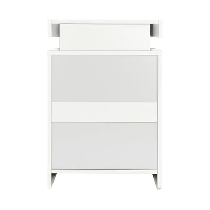 Oikiture Bedside Tables Set of 2 LED Nightstand White-Bedside Table-PEROZ Accessories