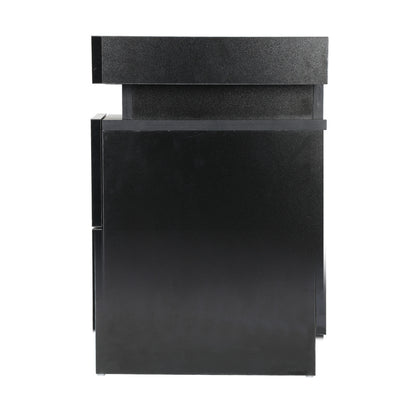 Oikiture Bedside Table RGB LED Nightstand Cabinet 2 Drawers Side Table Furniture Black-Bedside Tables-PEROZ Accessories