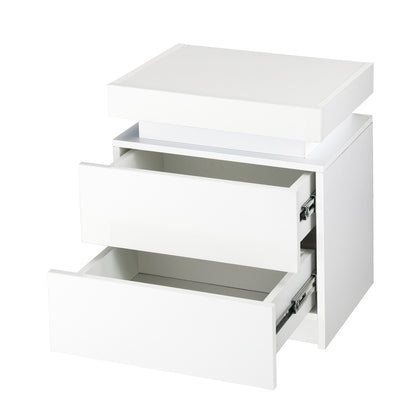Oikiture Bedside Tables Set of 2 LED White-Bedside Table-PEROZ Accessories