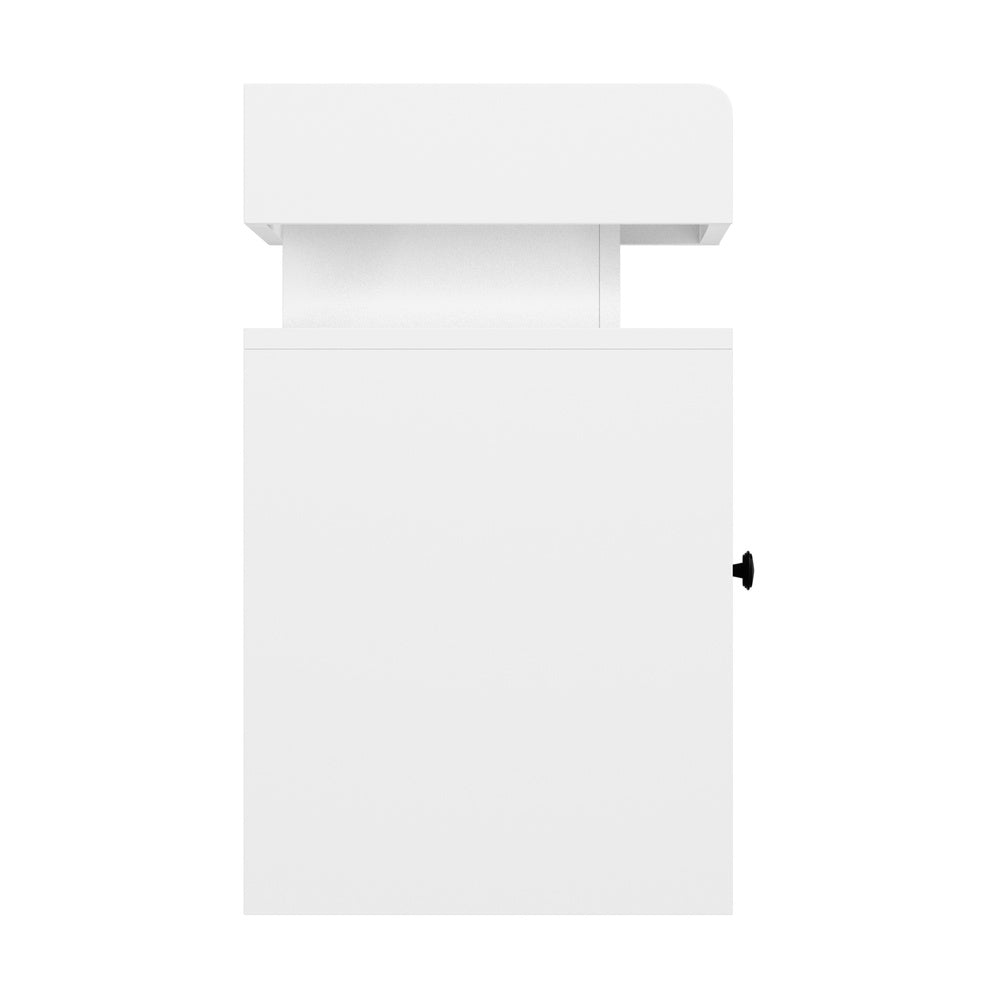 Oikiture 2x LED Bedside Table USB Charging Station White-Bedside Tables-PEROZ Accessories