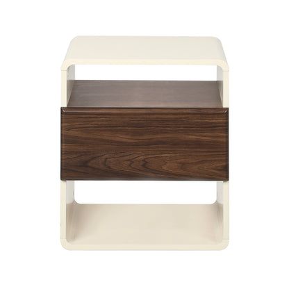 Oikiture Bedside Table With Drawer Open Shelves Retro-Modern-Bedside Table-PEROZ Accessories