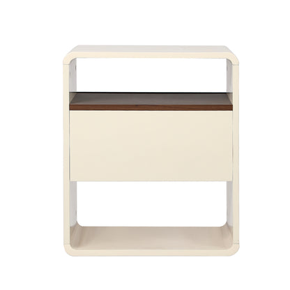 Oikiture Bedside Table With Drawer Open Shelves Retro-Modern-Bedside Table-PEROZ Accessories